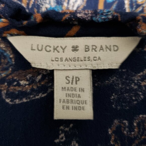 Lucky Brand Faux Wrap Floral Paisley 3/4 Sleeve Top - Picture 6 of 8